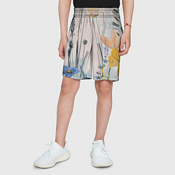 Шорты детские Цветы полевые, цвет: 3D-принт — фото 2