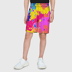 Шорты детские Яркие пятна акриловой краски на стене, цвет: 3D-принт — фото 2