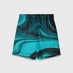 Шорты детские Мраморный малахитовый узор из изумрудных разводов, цвет: 3D-принт