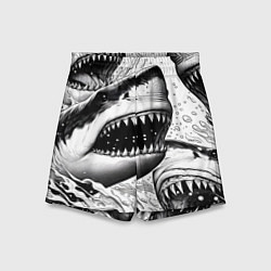 Шорты детские Белая акула - стая, цвет: 3D-принт