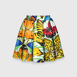 Юбка-солнце для девочки Тропические бабочки, цвет: 3D-принт