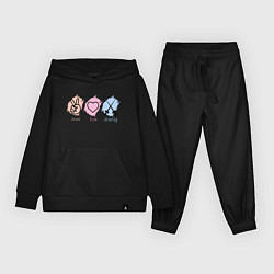 Костюм хлопковый детский Peace, love, fencing, цвет: черный