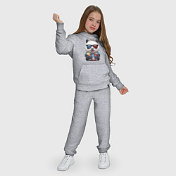 Костюм хлопковый детский Прикольный панда с попкорном и колой, цвет: меланж — фото 2