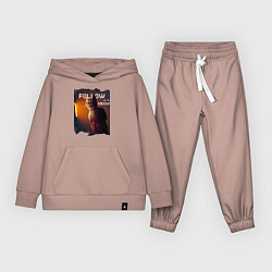 Костюм хлопковый детский STRAY FOLLOW MEOW, цвет: пыльно-розовый