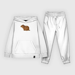 Костюм хлопковый детский Капибара сидит и спит, цвет: белый