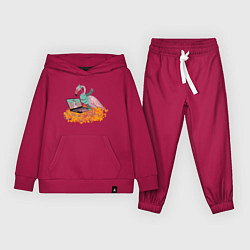 Костюм хлопковый детский Осенний фламинго с ноутбуком, мечты о лете, цвет: маджента