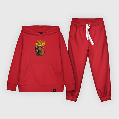 Детский костюм Патриотичный медведь на фоне герба / Красный – фото 1