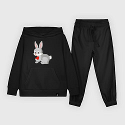 Костюм хлопковый детский Кролик и сердечко, цвет: черный