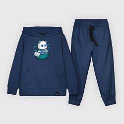 Костюм хлопковый детский Панда геймер с малышами, цвет: тёмно-синий