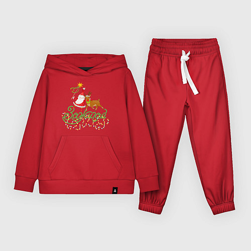 Детский костюм Санта и Рудольф дед Мороз С Новым годом! / Красный – фото 1