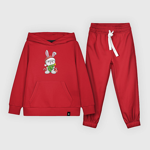 Детский костюм Новогодний кролик с елочкой / Красный – фото 1