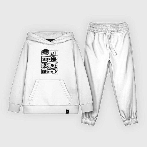 Детский костюм Eat sleep bike repeat art / Белый – фото 1