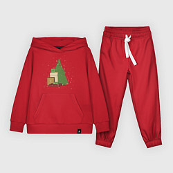 Костюм хлопковый детский Новогодняя елка с горой подарков, цвет: красный
