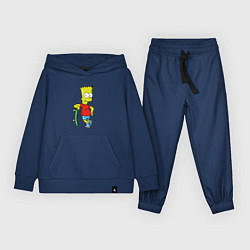 Костюм хлопковый детский Барт и скейт, цвет: тёмно-синий