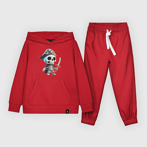Детский костюм Пират скелетон / Красный – фото 1