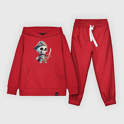 Костюм хлопковый детский Пират скелетон, цвет: красный