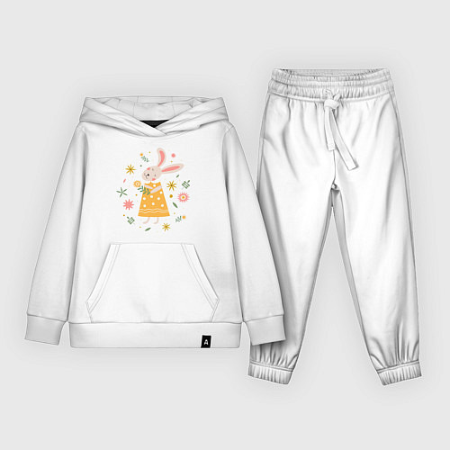 Детский костюм Милая Зайка в цветах / Белый – фото 1