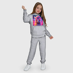 Костюм хлопковый детский Лама в ярких лучах неона, цвет: меланж — фото 2