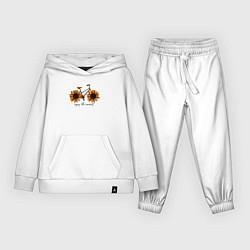 Костюм хлопковый детский Велосипед с подсолнухами, цвет: белый