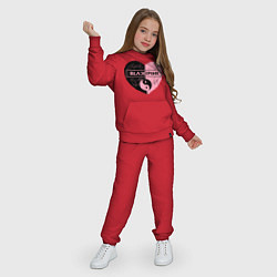 Костюм хлопковый детский Blackpink сердце, цвет: красный — фото 2