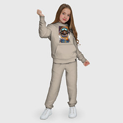 Костюм хлопковый детский Bear cool astronaut - neural network, цвет: миндальный — фото 2