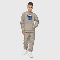Костюм хлопковый детский Пиксельная марионетка, цвет: миндальный — фото 2