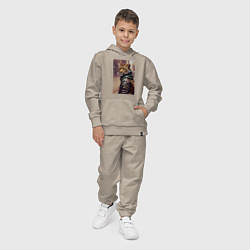 Костюм хлопковый детский Cool leopard - urban style - neural network, цвет: миндальный — фото 2