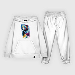 Костюм хлопковый детский Color bear - painting - neural network, цвет: белый