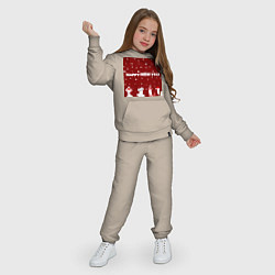 Костюм хлопковый детский Новогодние ламы в шапочках, цвет: миндальный — фото 2