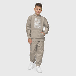 Костюм хлопковый детский Еда сон гонка, цвет: миндальный — фото 2