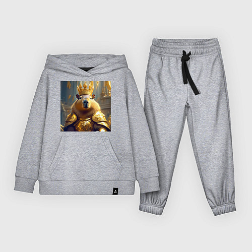 Детский костюм Мем царь капибара в золотых латах и короне / Меланж – фото 1