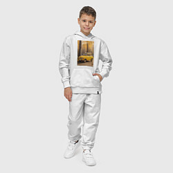 Костюм хлопковый детский Желтый ретро автомобиль, цвет: белый — фото 2