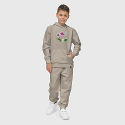 Костюм хлопковый детский Яркий цветок с жемчугом, цвет: миндальный — фото 2