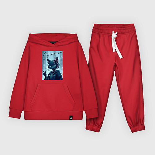 Детский костюм Cybercat 2099 - ai art / Красный – фото 1