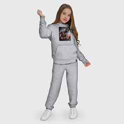 Костюм хлопковый детский Татуированный чёрный котяра рок гитарист, цвет: меланж — фото 2