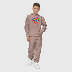 Костюм хлопковый детский Color tetris, цвет: пыльно-розовый — фото 2