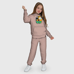 Костюм хлопковый детский Читающий смайлик, цвет: пыльно-розовый — фото 2