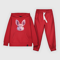 Костюм хлопковый детский Розовый заяц - портрет кролика, цвет: красный