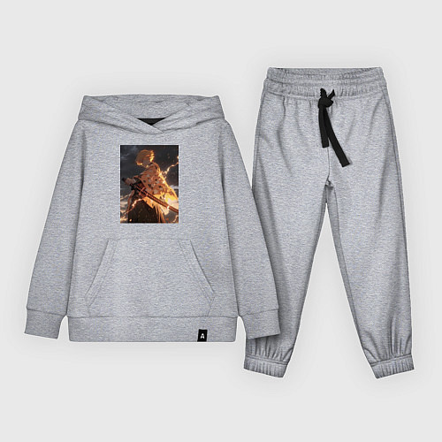 Детский костюм Клинок, рассекающий демонов Дзэнъицу Агацума молни / Меланж – фото 1