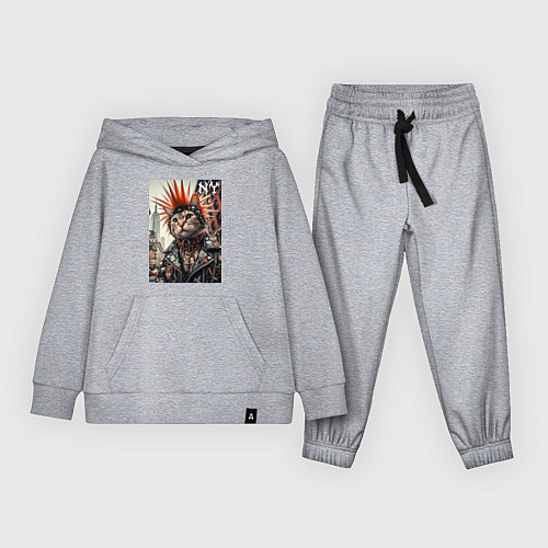 Детский костюм Котяра панк из Нью-Йорка - нейросеть / Меланж – фото 1