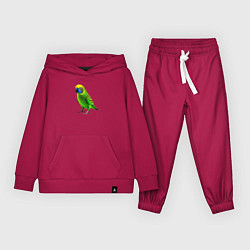 Костюм хлопковый детский Зеленый попугай, цвет: маджента