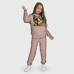 Костюм хлопковый детский Забавный орел с высунутым языком в горах, цвет: пыльно-розовый — фото 2