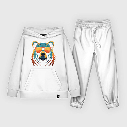 Детский костюм Медведь в оранжевых очках / Белый – фото 1