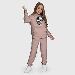 Костюм хлопковый детский Черно белый череп, цвет: пыльно-розовый — фото 2