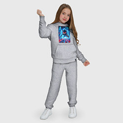 Костюм хлопковый детский Hedgehog in neon metropolis - ai art, цвет: меланж — фото 2