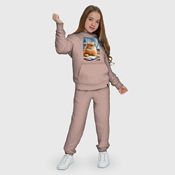 Костюм хлопковый детский Рыжий кот дизайнер - нейроарт, цвет: пыльно-розовый — фото 2