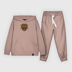 Костюм хлопковый детский Тики маска в листьях, цвет: пыльно-розовый