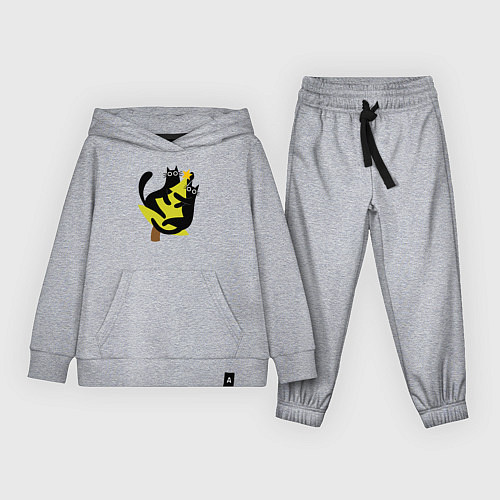 Детский костюм Черные коты на елке / Меланж – фото 1