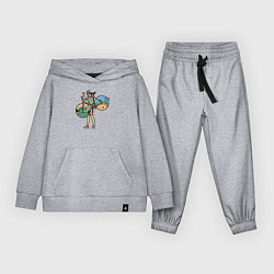 Костюм хлопковый детский Девушка с великом, цвет: меланж