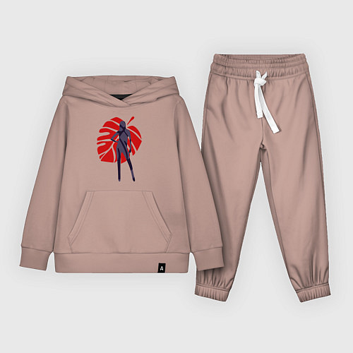 Детский костюм Девушка на фоне монстеры / Пыльно-розовый – фото 1